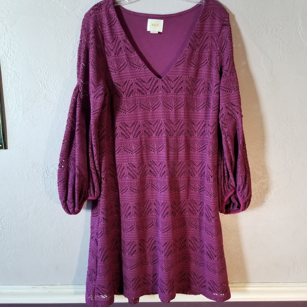 Anthropologie Maeve balloon sleeve lace boho dress medium